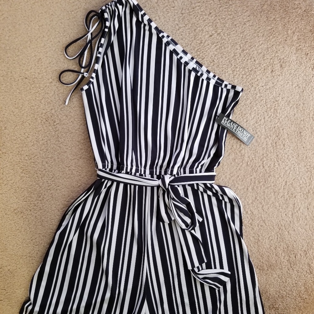 NY&Co Blue & White Striped Romper